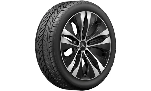 Колесный диск 8,5J×18 ET52 для Mercedes-Benz C-Class 206, задняя ось, черный, с алмазной проточкой, 5 двойных спиц — фото 1