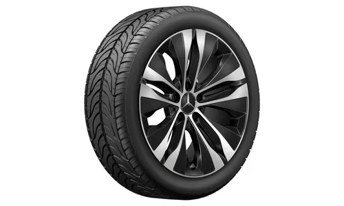 Колесный диск 8,5J×18 ET52 для Mercedes-Benz C-Class 206, задняя ось, черный, с алмазной проточкой, 5 двойных спиц — фото 2