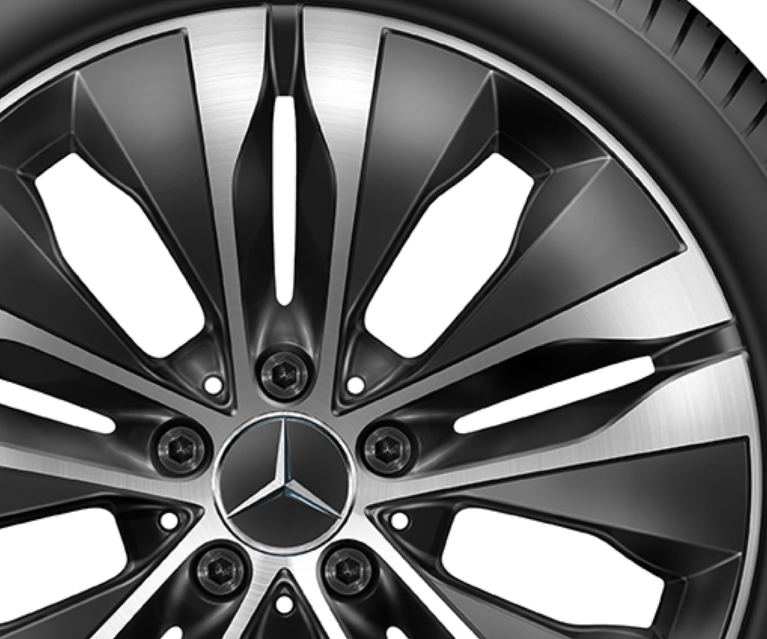 Колесный диск 8,5J×18 ET52 для Mercedes-Benz C-Class 206, задняя ось, черный, с алмазной проточкой, 5 двойных спиц — фото 3