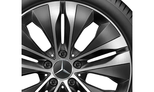 Колесный диск 8,5J×18 ET52 для Mercedes-Benz C-Class 206, задняя ось, черный, с алмазной проточкой, 5 двойных спиц — фото 3