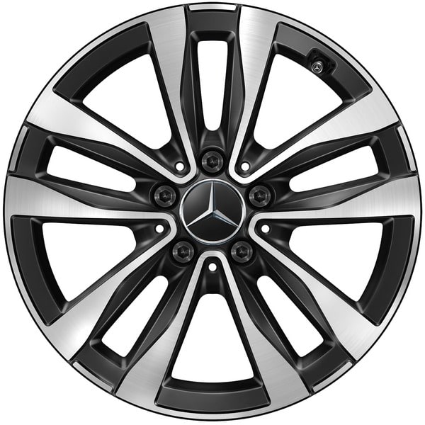 Колесный диск 7J×17 ET44,5 для Mercedes-Benz C-Class 206, передняя ось, черный, с алмазной проточкой, 5 двойных спиц — фото 1