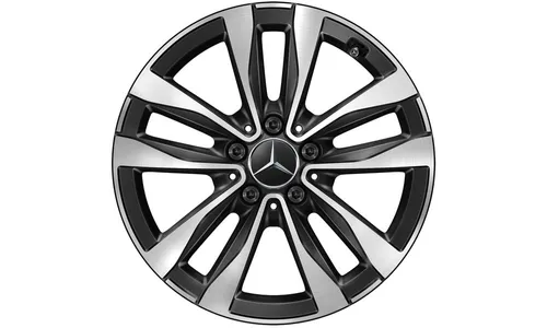 Колесный диск 7J×17 ET44,5 для Mercedes-Benz C-Class 206, передняя ось, черный, с алмазной проточкой, 5 двойных спиц — фото 1