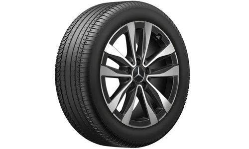 Колесный диск 7J×17 ET44,5 для Mercedes-Benz C-Class 206, передняя ось, черный, с алмазной проточкой, 5 двойных спиц — фото 2