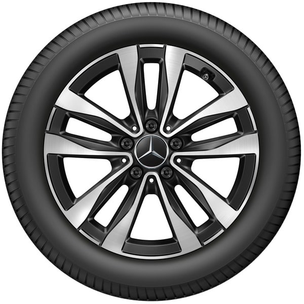 Колесный диск 7J×17 ET44,5 для Mercedes-Benz C-Class 206, передняя ось, черный, с алмазной проточкой, 5 двойных спиц — фото 3