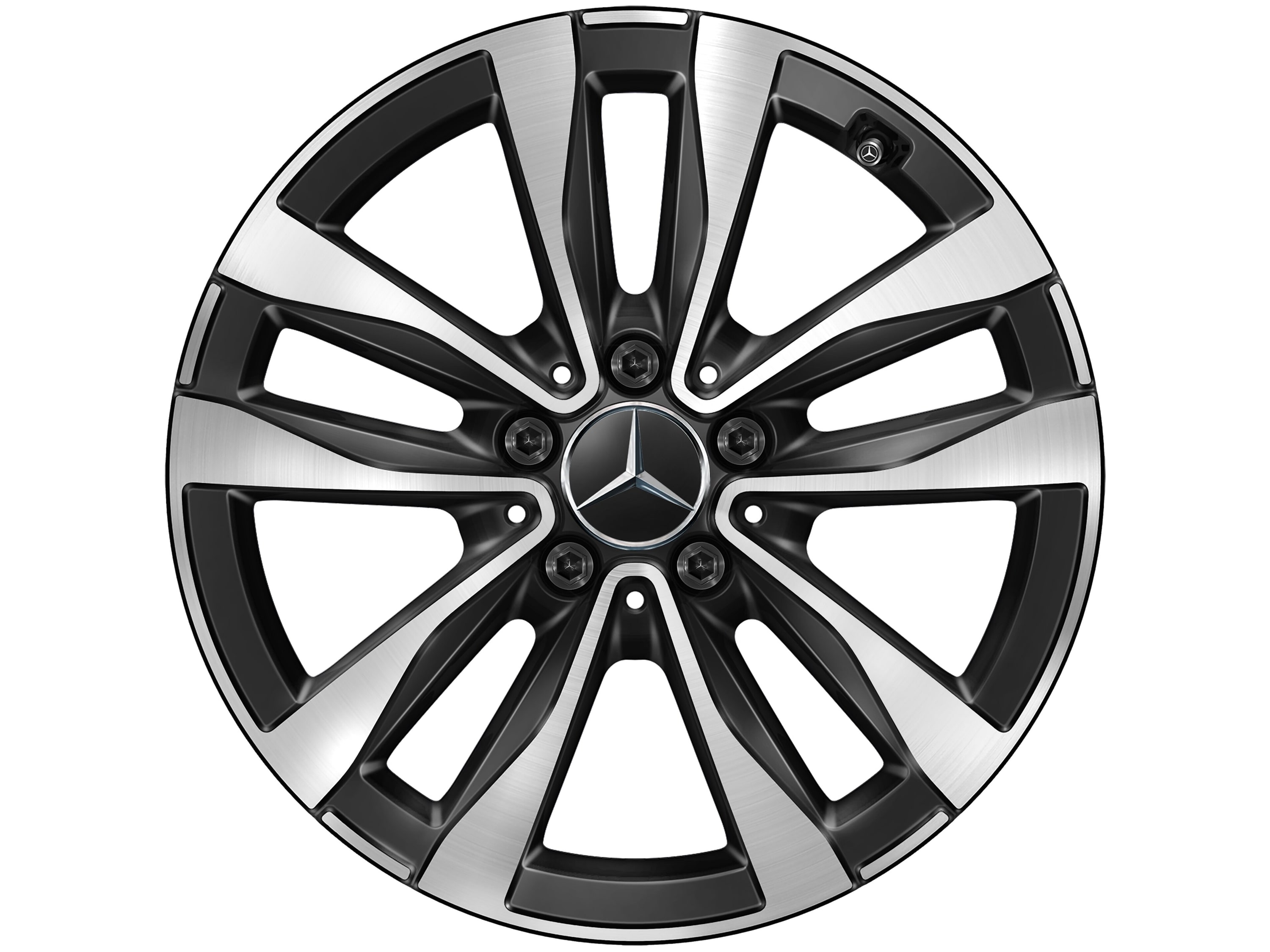 Колесный диск 8J×17 ET49,5 для Mercedes-Benz C-Class 206, задняя ось, черный, с алмазной проточкой, 5 двойных спиц — фото 1