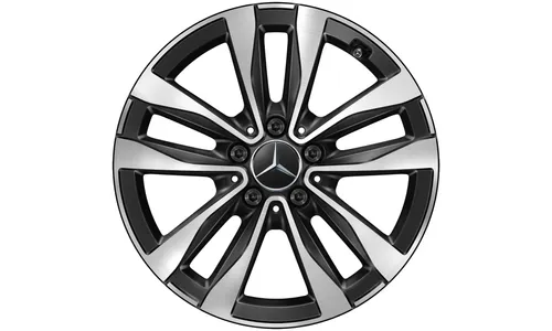 Колесный диск 8J×17 ET49,5 для Mercedes-Benz C-Class 206, задняя ось, черный, с алмазной проточкой, 5 двойных спиц — фото 1