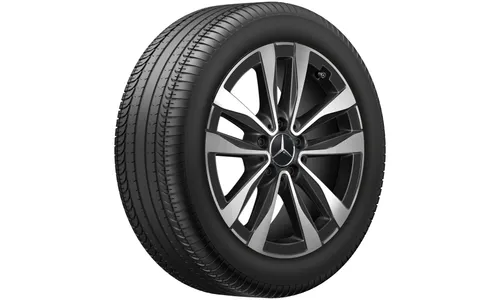 Колесный диск 8J×17 ET49,5 для Mercedes-Benz C-Class 206, задняя ось, черный, с алмазной проточкой, 5 двойных спиц — фото 2