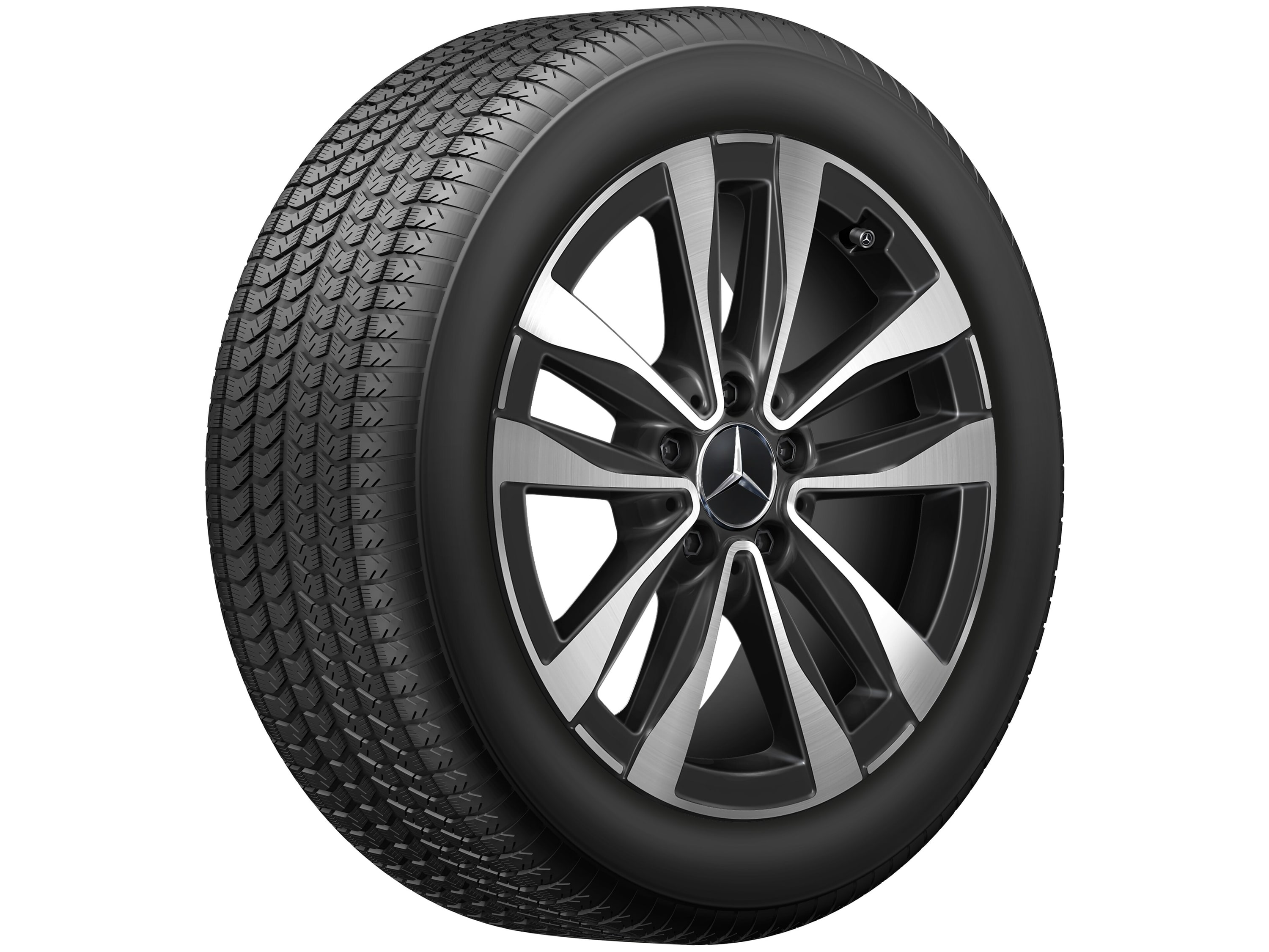 Колесный диск 8J×17 ET49,5 для Mercedes-Benz C-Class 206, задняя ось, черный, с алмазной проточкой, 5 двойных спиц — фото 3