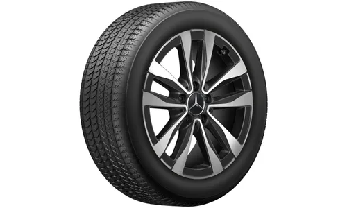 Колесный диск 8J×17 ET49,5 для Mercedes-Benz C-Class 206, задняя ось, черный, с алмазной проточкой, 5 двойных спиц — фото 3
