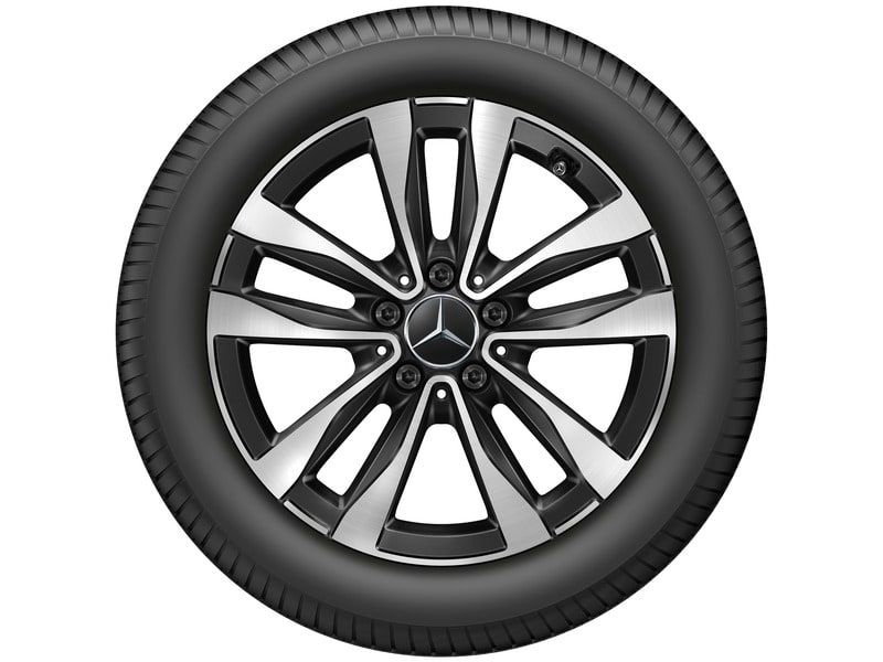Колесный диск 8J×17 ET49,5 для Mercedes-Benz C-Class 206, задняя ось, черный, с алмазной проточкой, 5 двойных спиц — фото 4