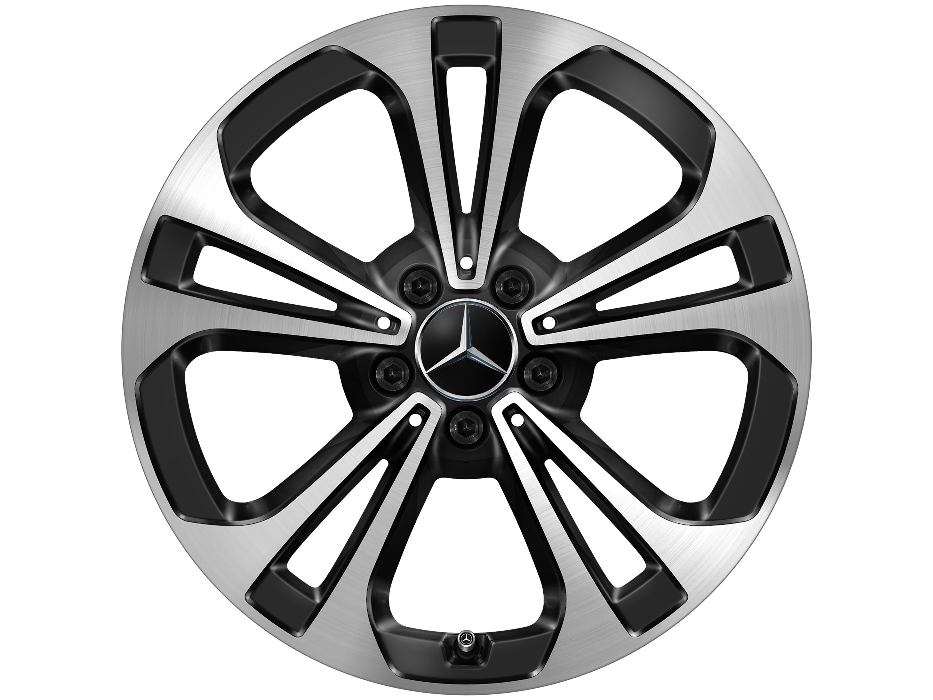 Колесный диск 8,5J×18 ET52 для Mercedes-Benz C-Class 206, задняя ось, черный, с алмазной проточкой, 5 двойных спиц — фото 1