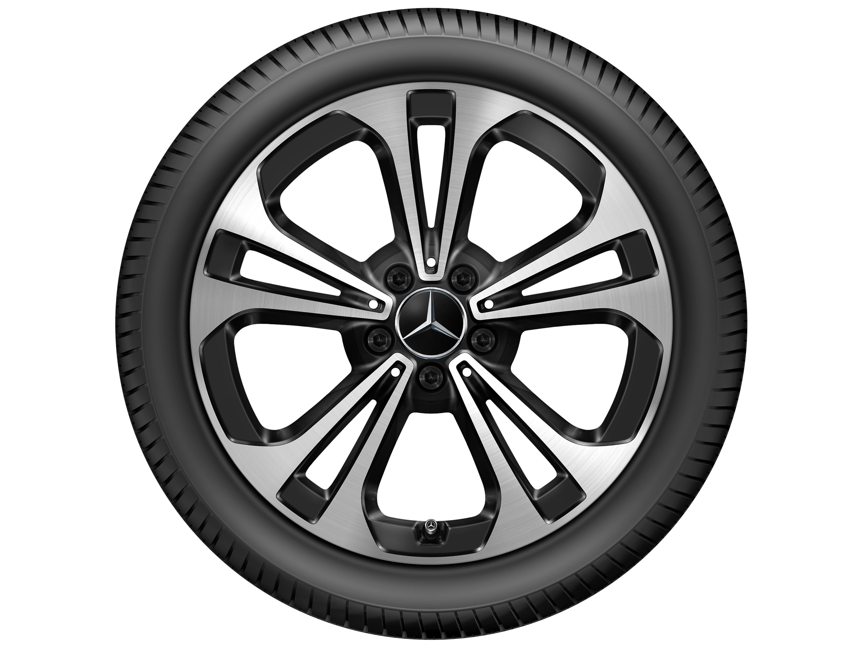 Колесный диск 8,5J×18 ET52 для Mercedes-Benz C-Class 206, задняя ось, черный, с алмазной проточкой, 5 двойных спиц — фото 5