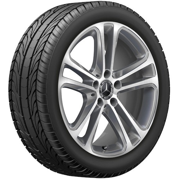 Колесный диск 7,5J×18 ET40 для Mercedes-Benz C-Class 206, передняя и задняя оси, серый металлик Tremolite, с алмазной проточкой, 5 двойных спиц — фото 2