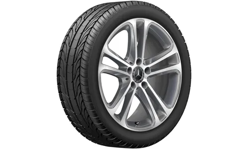Колесный диск 8,5J×18 ET52 для Mercedes-Benz C-Class 206, задняя ось, серый металлик Tremolite, с алмазной проточкой, 5 двойных спиц — фото 2