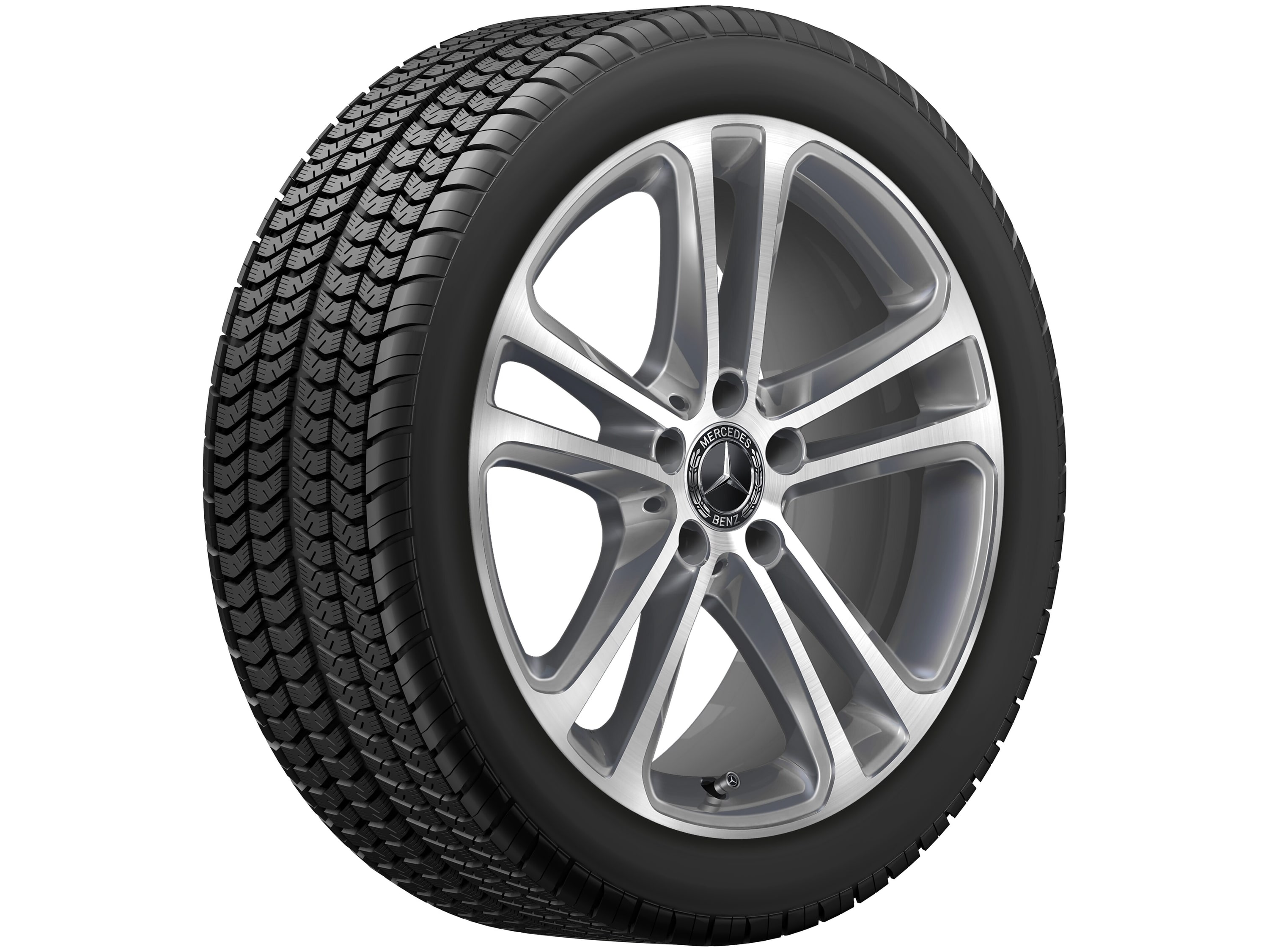 Колесный диск 8,5J×18 ET52 для Mercedes-Benz C-Class 206, задняя ось, серый металлик Tremolite, с алмазной проточкой, 5 двойных спиц — фото 3
