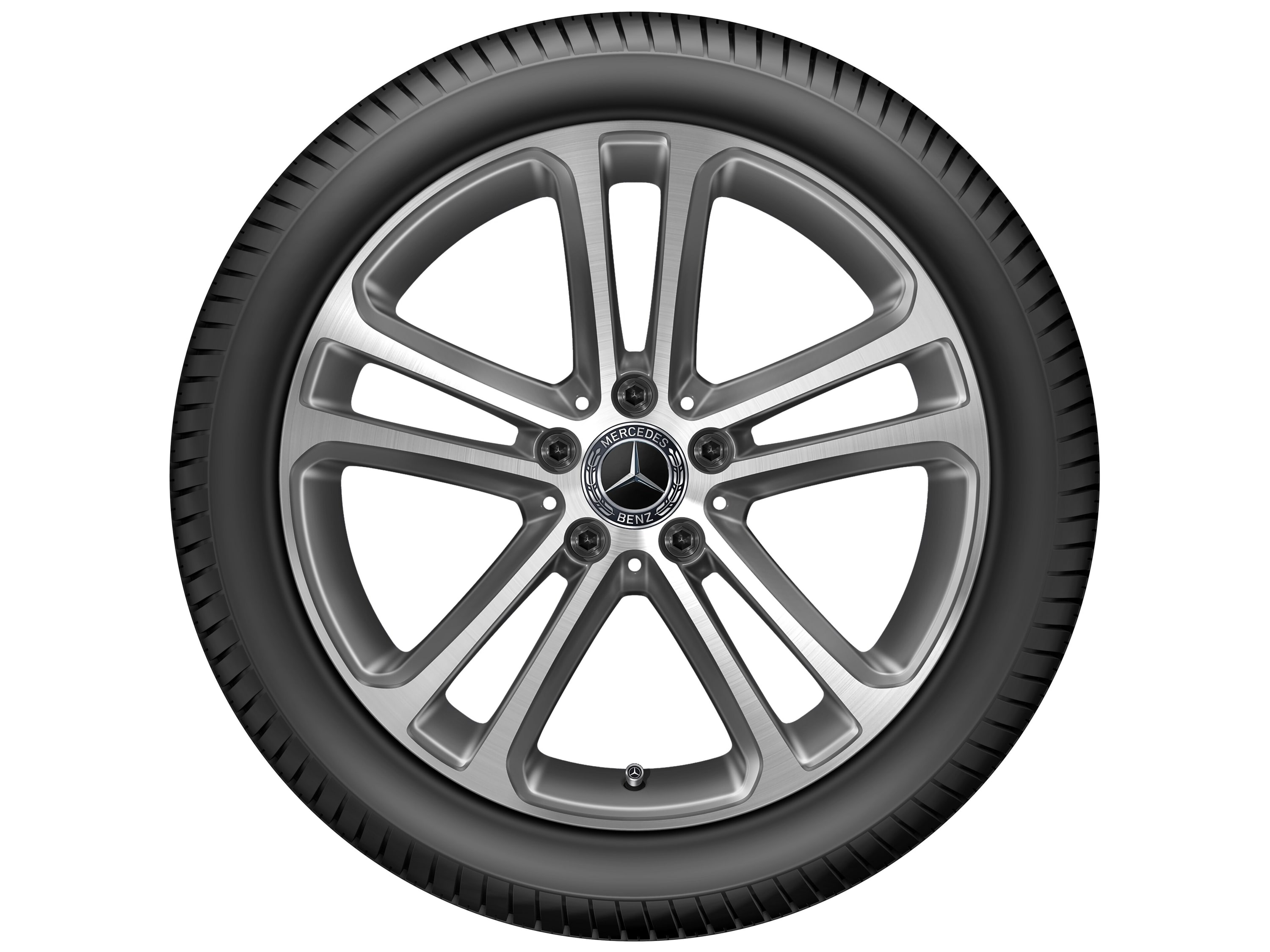 Колесный диск 8,5J×18 ET52 для Mercedes-Benz C-Class 206, задняя ось, серый металлик Tremolite, с алмазной проточкой, 5 двойных спиц — фото 4