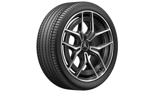 Колесный диск AMG 7,5J×19 ET40 для Mercedes-Benz C-Class 206, передняя ось, черный, с алмазной проточкой, 5 двойных спиц — фото 1