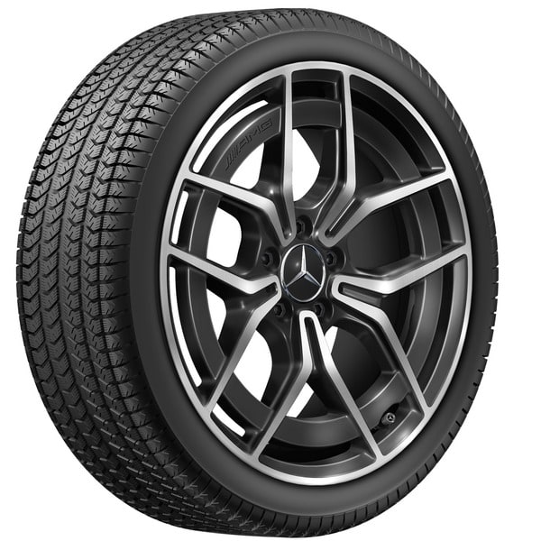 Колесный диск AMG 7,5J×19 ET40 для Mercedes-Benz C-Class 206, передняя ось, черный, с алмазной проточкой, 5 двойных спиц — фото 3