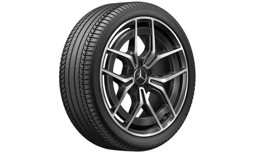 Колесный диск AMG 9J×19 ET58,1 для Mercedes-Benz C-Class 206, задняя ось, черный, с алмазной проточкой, 5 двойных спиц — фото 1