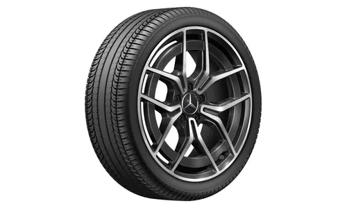 Колесный диск AMG 9J×19 ET58,1 для Mercedes-Benz C-Class 206, задняя ось, черный, с алмазной проточкой, 5 двойных спиц — фото 2