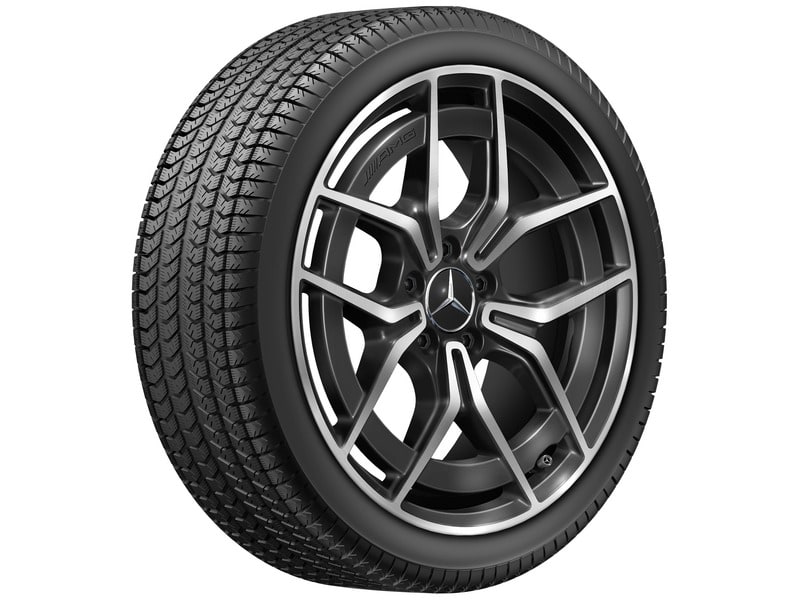 Колесный диск AMG 9J×19 ET58,1 для Mercedes-Benz C-Class 206, задняя ось, черный, с алмазной проточкой, 5 двойных спиц — фото 3