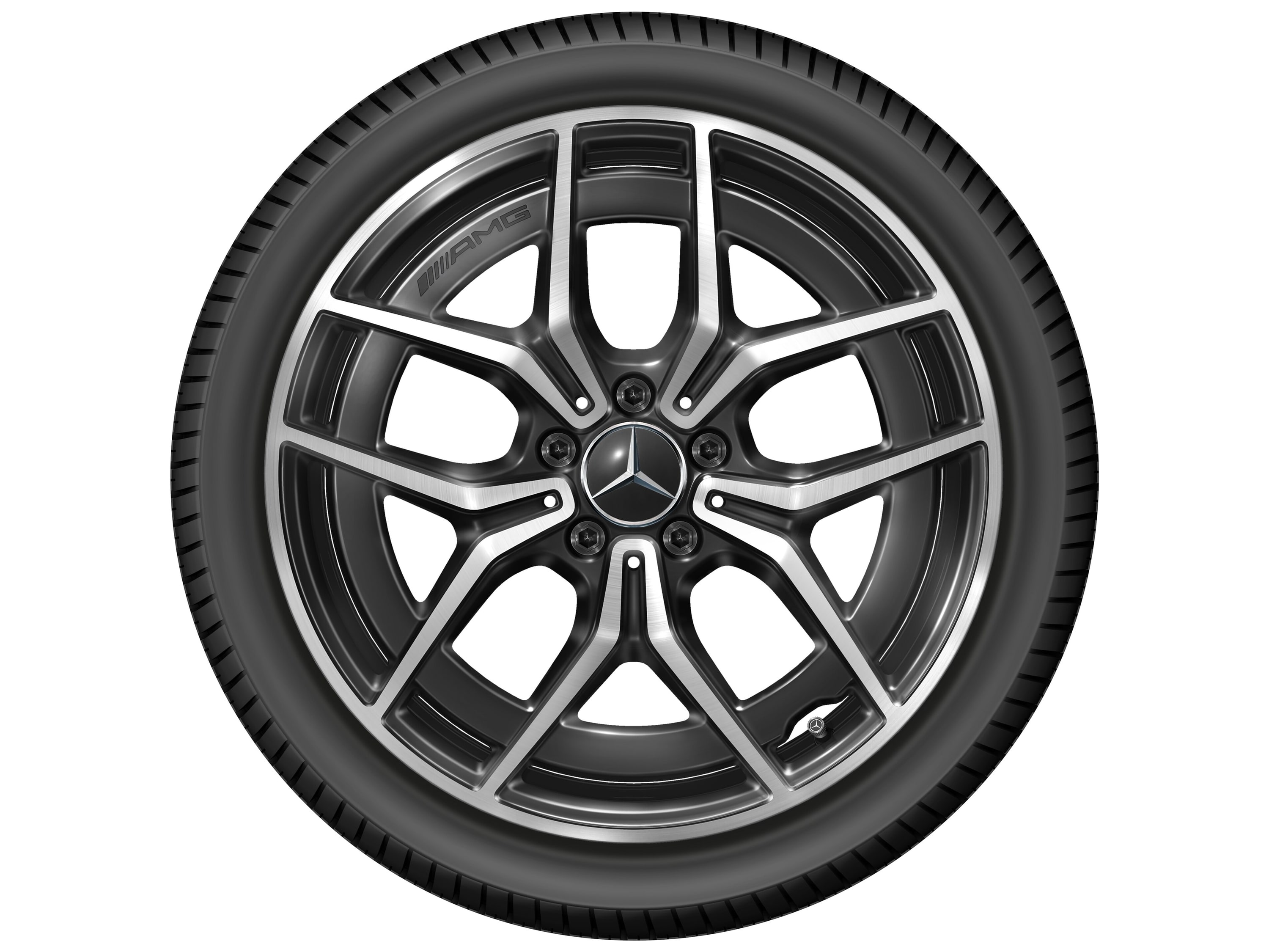 Колесный диск AMG 9J×19 ET58,1 для Mercedes-Benz C-Class 206, задняя ось, черный, с алмазной проточкой, 5 двойных спиц — фото 4