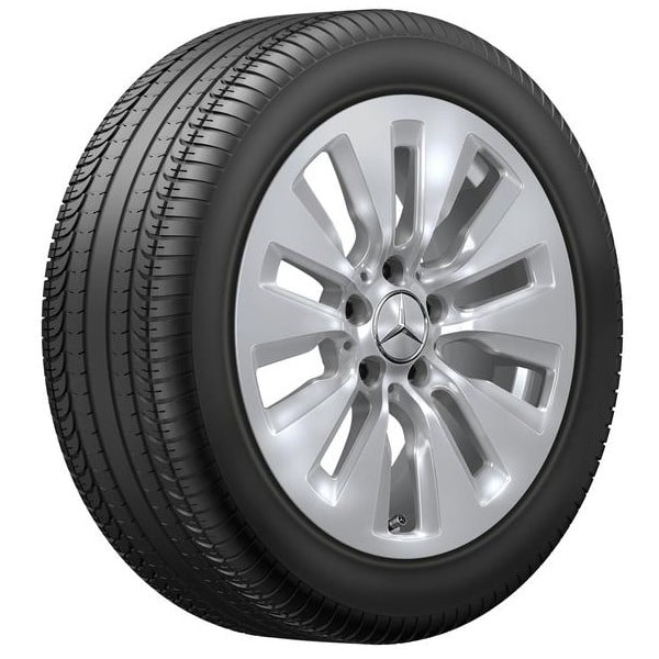 Колесный диск 7J×17 ET44,5 для Mercedes-Benz C-Class 206, передняя и задняя оси, серебристый Vanadium Silver, 10 декоративных отверстий — фото 1