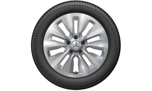 Колесный диск 7J×17 ET44,5 для Mercedes-Benz C-Class 206, передняя и задняя оси, серебристый Vanadium Silver, 10 декоративных отверстий — фото 2
