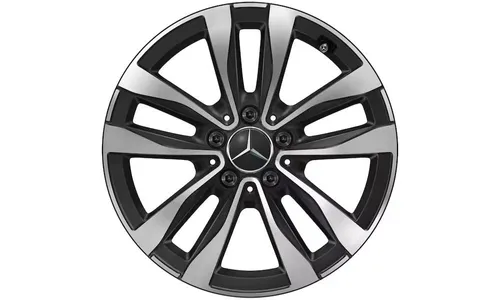 Колесный диск 7J×17 ET44,5 для Mercedes-Benz C-Class 206, передняя и задняя оси, черный, с алмазной проточкой, 5 двойных спиц — фото 1
