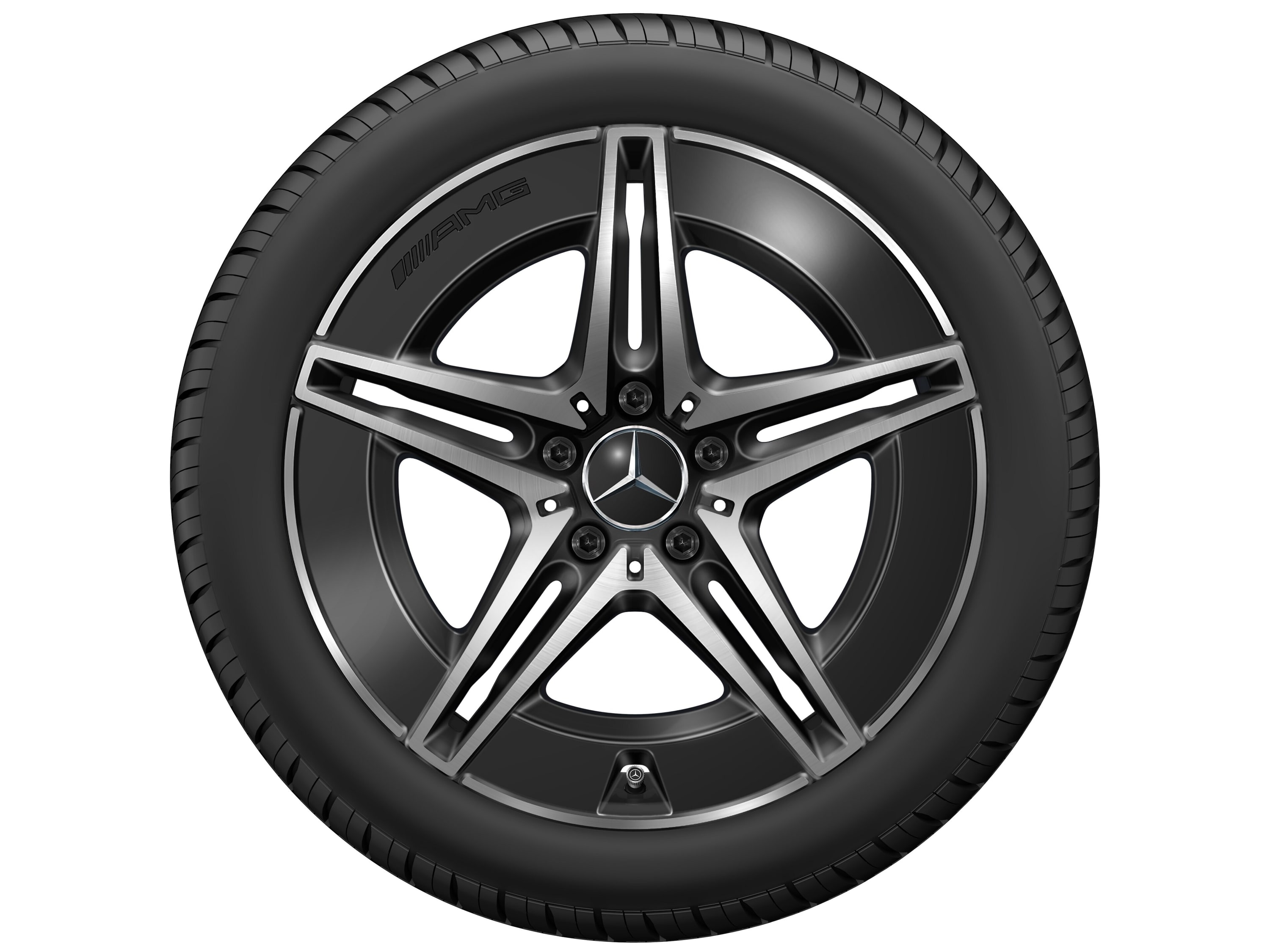 Колесный диск AMG 7,5J×18 ET40 для Mercedes-Benz C-Class 206, передняя ось, черный, с алмазной проточкой — фото 3