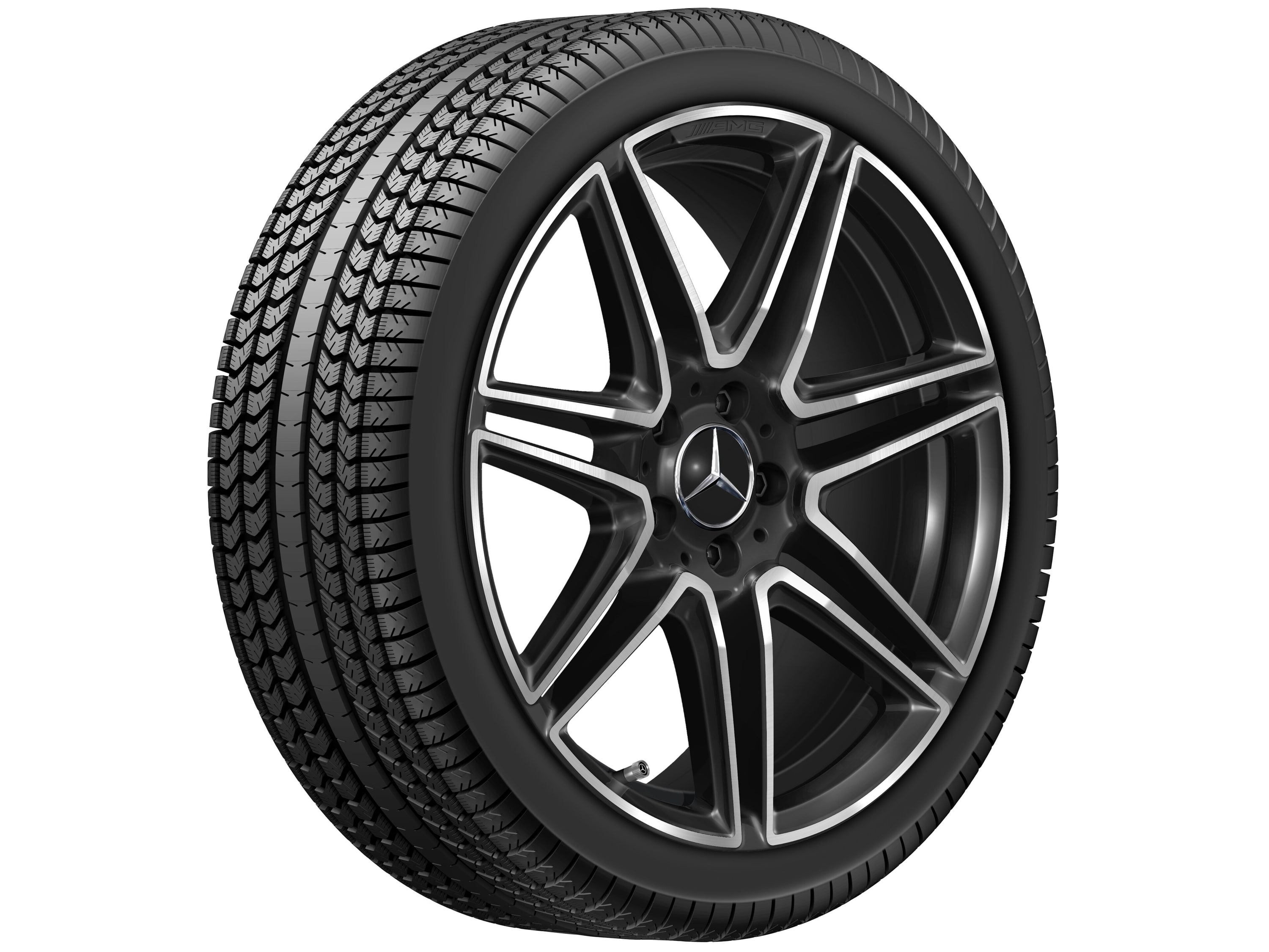 Колесный диск AMG 7,5J×19 ET40 для Mercedes-Benz C-Class 206, передняя ось, черный, с алмазной проточкой — фото 3