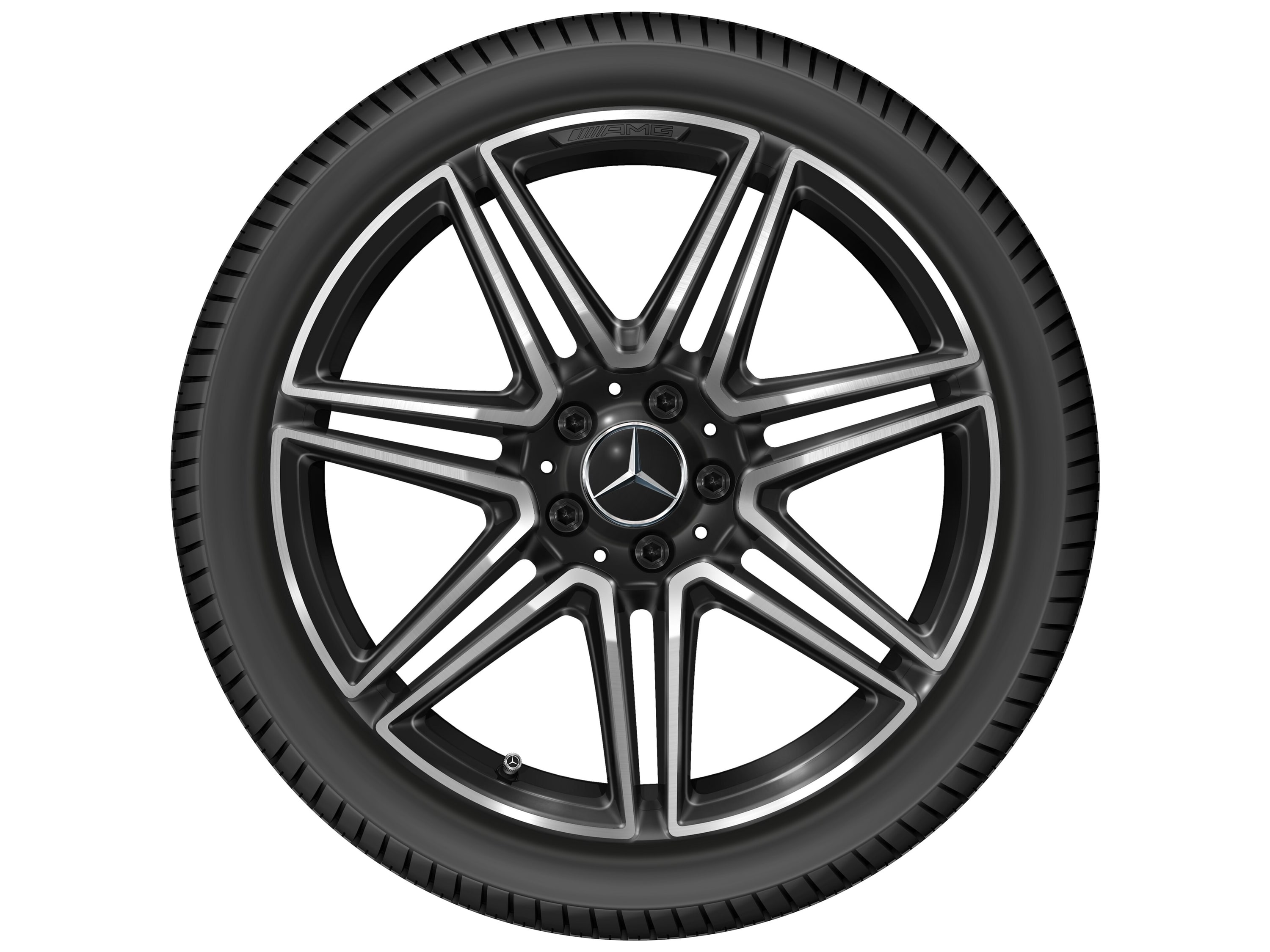 Колесный диск AMG 7,5J×19 ET40 для Mercedes-Benz C-Class 206, передняя ось, черный, с алмазной проточкой — фото 4