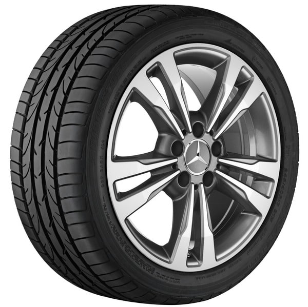 Колесный диск 8,5J×18 ET48 для Mercedes-Benz E-Class 212, передняя и задняя оси, серый Himalaya, 5 двойных спиц — фото 1