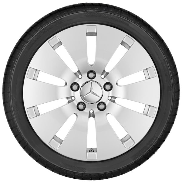 Колесный диск 8J×18 ET43 для Mercedes-Benz E-Class 213 / E-Class 238, передняя и задняя оси, серебристый Vanadium Silver, 10 декоративных отверстий — фото 2
