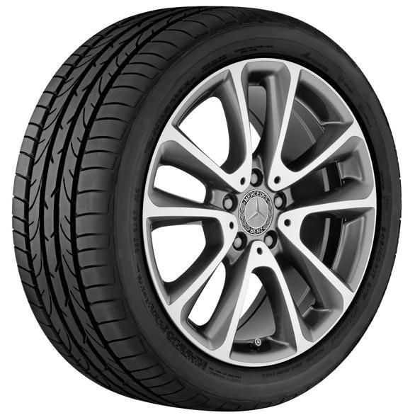 Колесный диск 9J×18 ET53 для Mercedes-Benz E-Class 213 / E-Class 238, задняя ось, серый металлик Tremolite, с алмазной проточкой, 5 двойных спиц — фото 2