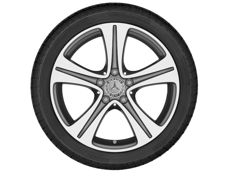 Колесный диск 7,5J×17 ET40 для Mercedes-Benz A238/C238/S213/W213, передняя и задняя оси, тремолитовый серый металлик, с алмазной проточкой, 5 спиц — фото 3