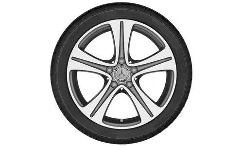 Колесный диск 7,5J×17 ET40 для Mercedes-Benz A238/C238/S213/W213, передняя и задняя оси, тремолитовый серый металлик, с алмазной проточкой, 5 спиц — фото 3