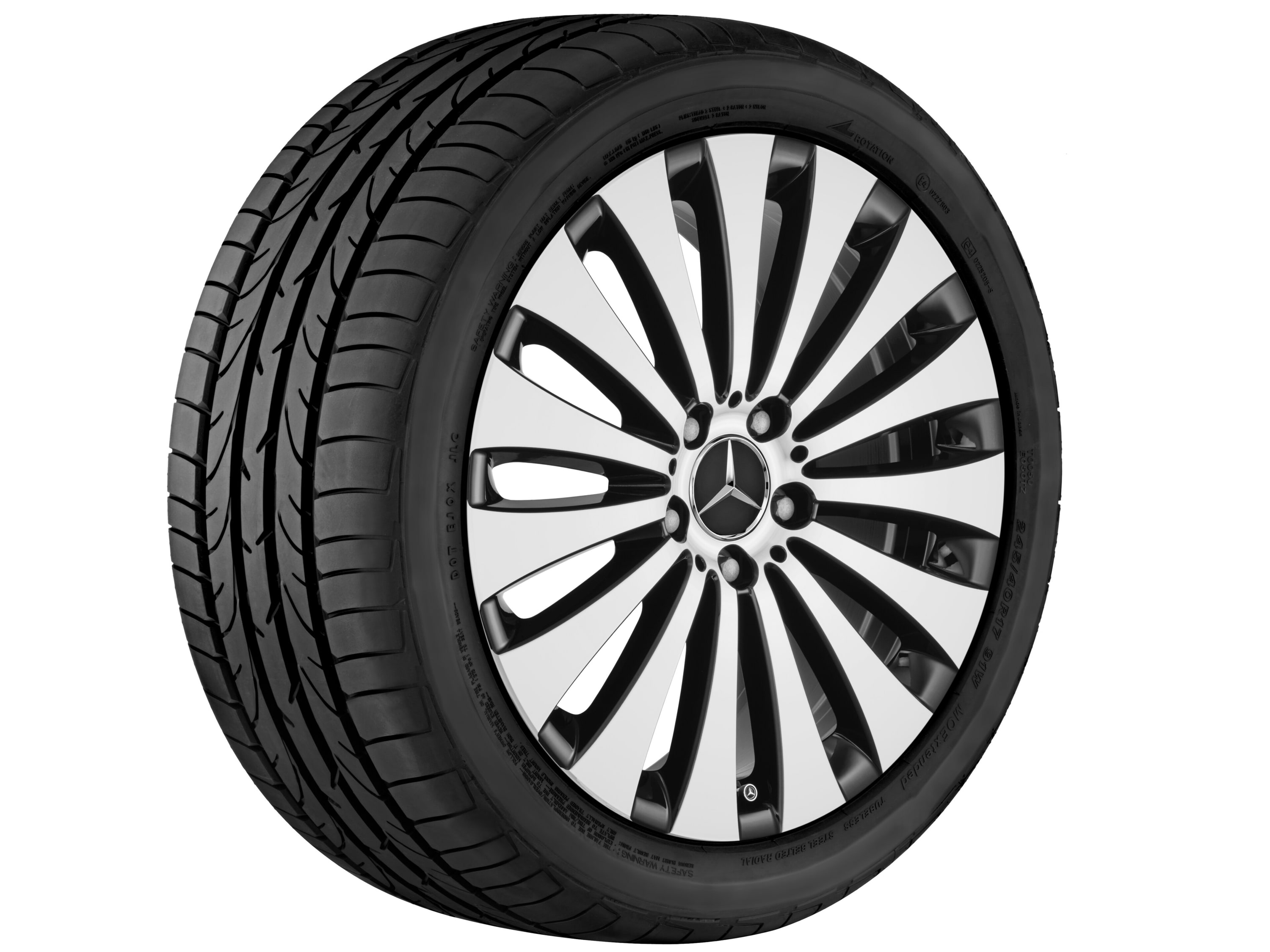 Колесный диск 8J×18 ET43 для Mercedes-Benz E-Class 213, передняя и задняя оси, черный, с алмазной проточкой, 15 спиц — фото 2