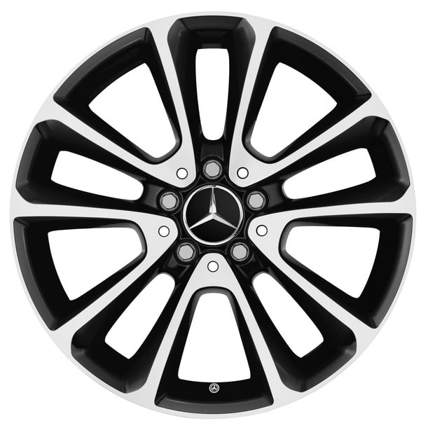 Колесный диск 8J×18 ET43 для Mercedes-Benz E-Class 213 / E-Class 238, передняя и задняя оси, черный, с алмазной проточкой, 5 двойных спиц — фото 1