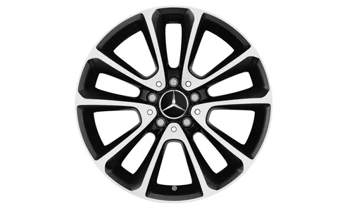 Колесный диск 8J×18 ET43 для Mercedes-Benz E-Class 213 / E-Class 238, передняя и задняя оси, черный, с алмазной проточкой, 5 двойных спиц — фото 1