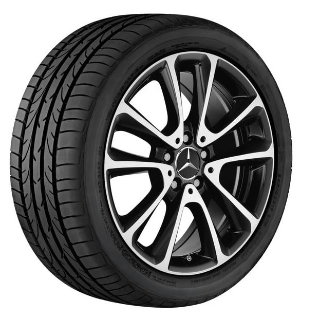 Колесный диск 8J×18 ET43 для Mercedes-Benz E-Class 213 / E-Class 238, передняя и задняя оси, черный, с алмазной проточкой, 5 двойных спиц — фото 2