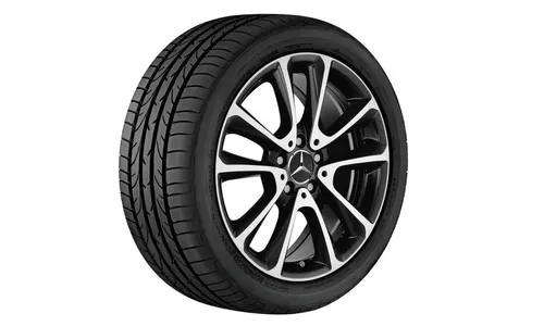 Колесный диск 8J×18 ET43 для Mercedes-Benz E-Class 213 / E-Class 238, передняя и задняя оси, черный, с алмазной проточкой, 5 двойных спиц — фото 2
