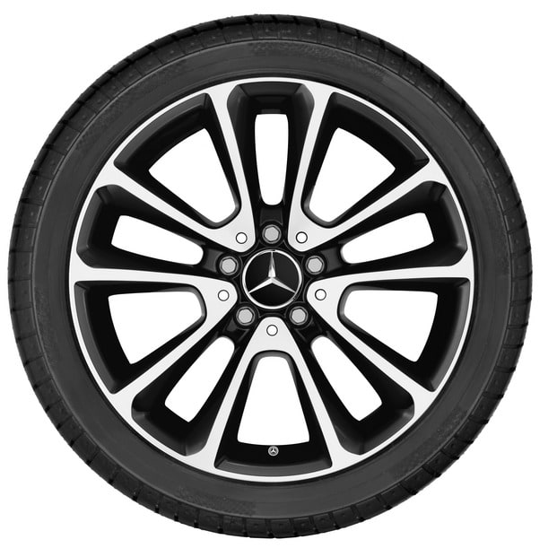 Колесный диск 8J×18 ET43 для Mercedes-Benz E-Class 213 / E-Class 238, передняя и задняя оси, черный, с алмазной проточкой, 5 двойных спиц — фото 3