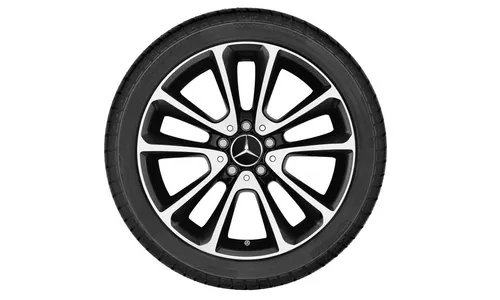 Колесный диск 8J×18 ET43 для Mercedes-Benz E-Class 213 / E-Class 238, передняя и задняя оси, черный, с алмазной проточкой, 5 двойных спиц — фото 3