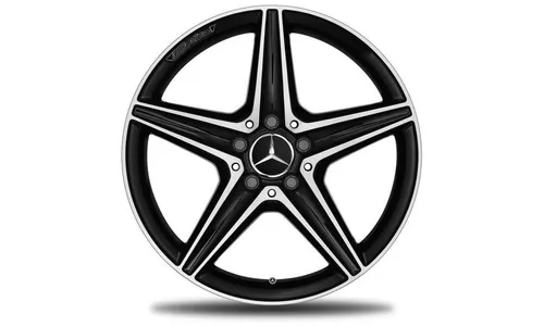 Колесный диск AMG 9J×18 ET49 для Mercedes-Benz E-Class 213 / E-Class 238, задняя ось, черный, с алмазной проточкой, 5 спиц — фото 1