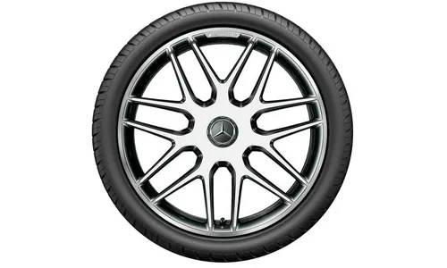 Колесный диск AMG 9,5J×20 ET25 для Mercedes-Benz E-Class 213, задняя ось, серебристый, полированный, перекрестные спицы — фото 1