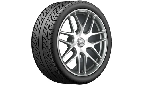 Колесный диск AMG 9,5J×20 ET25 для Mercedes-Benz E-Class 213, передняя ось, титаново-серый, с алмазной проточкой, перекрестные спицы — фото 1
