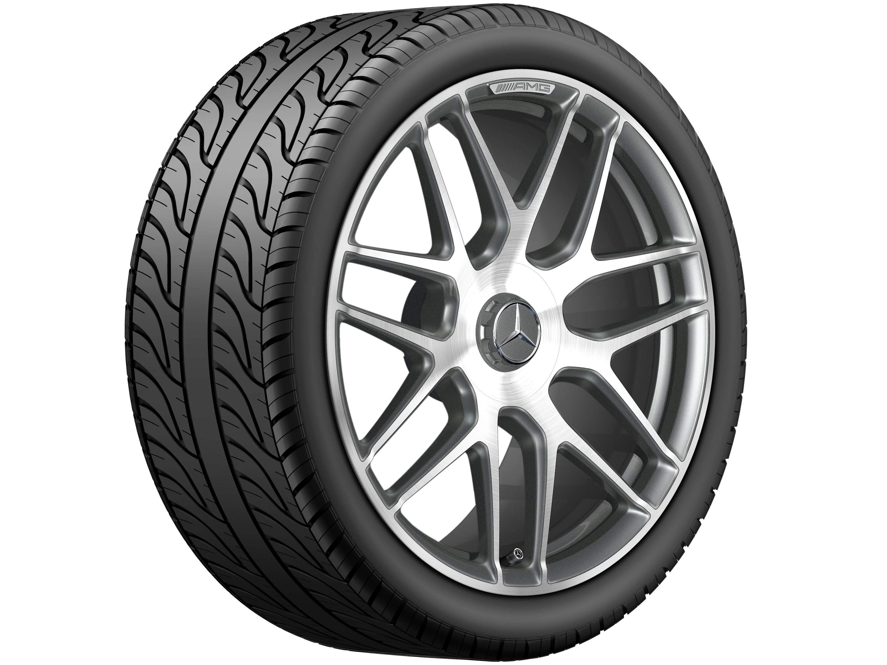 Колесный диск AMG 9,5J×20 ET25 для Mercedes-Benz E-Class 213, передняя ось, титаново-серый, с алмазной проточкой, перекрестные спицы — фото 3