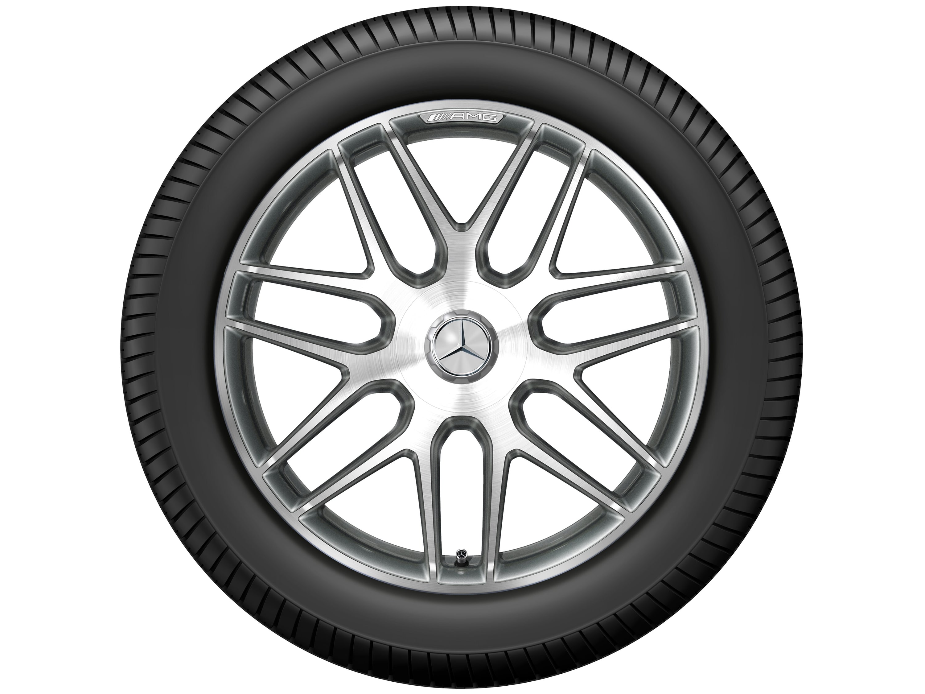 Колесный диск AMG 9,5J×20 ET25 для Mercedes-Benz E-Class 213, передняя ось, титаново-серый, с алмазной проточкой, перекрестные спицы — фото 4