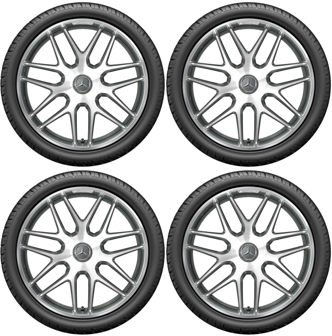 Колесный диск AMG 9,5J×20 ET25 для Mercedes-Benz E-Class 213, передняя ось, титаново-серый, с алмазной проточкой, перекрестные спицы — фото 6